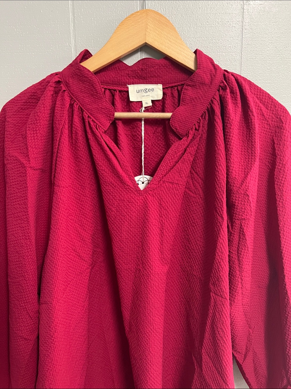 NWT Umgee Textured Blouse Shirt Top XL Red - Picture 3 of 13